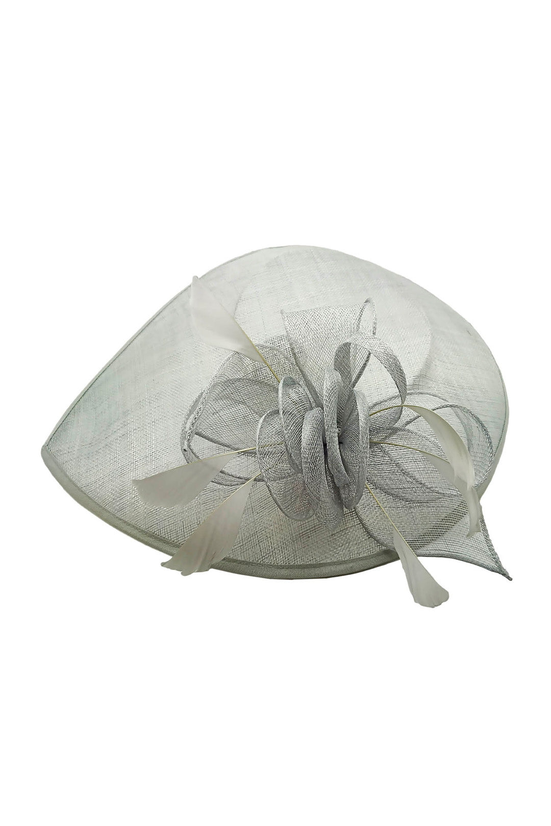 Mesh Disc Fascinator with Bow and Feather Detail