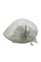 Mesh Disc Fascinator with Bow and Feather Detail
