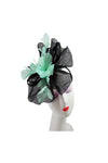 Mesh Fascinator with Feather Flower Detail Light Green