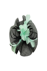 Mesh Fascinator with Feather Flower Detail Light Green