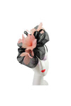 Mesh Fascinator with Feather Flower Detail Light Pink