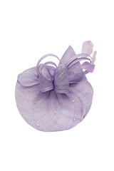 Curled Sinamay Bow Fascinator with Feather Trim Diamonds