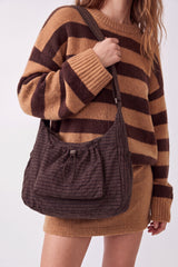 Women’s Checked Casual Shoulder Bag with Adjustable Strap