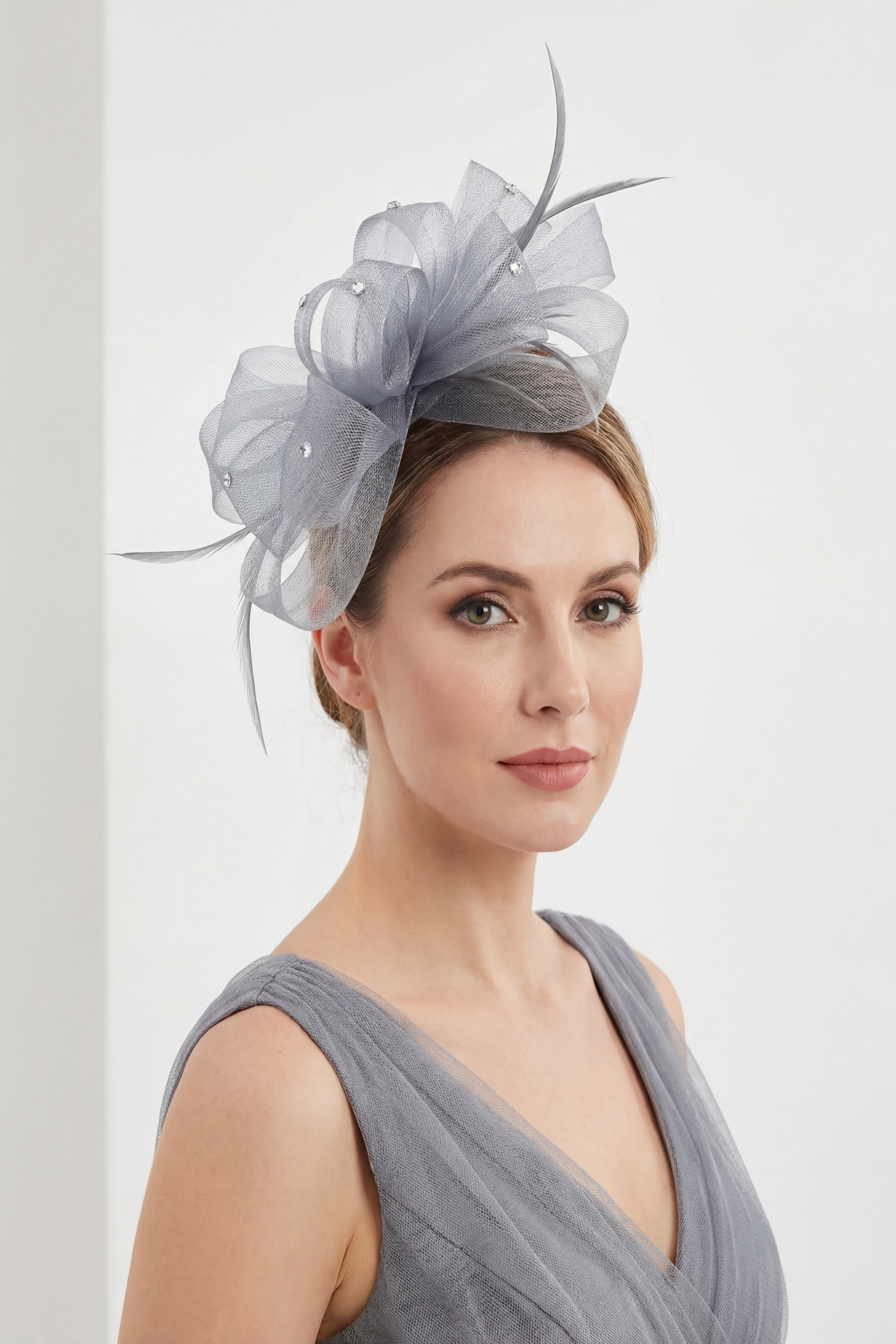 Embellished Diamond Mesh Bow Fascinator
