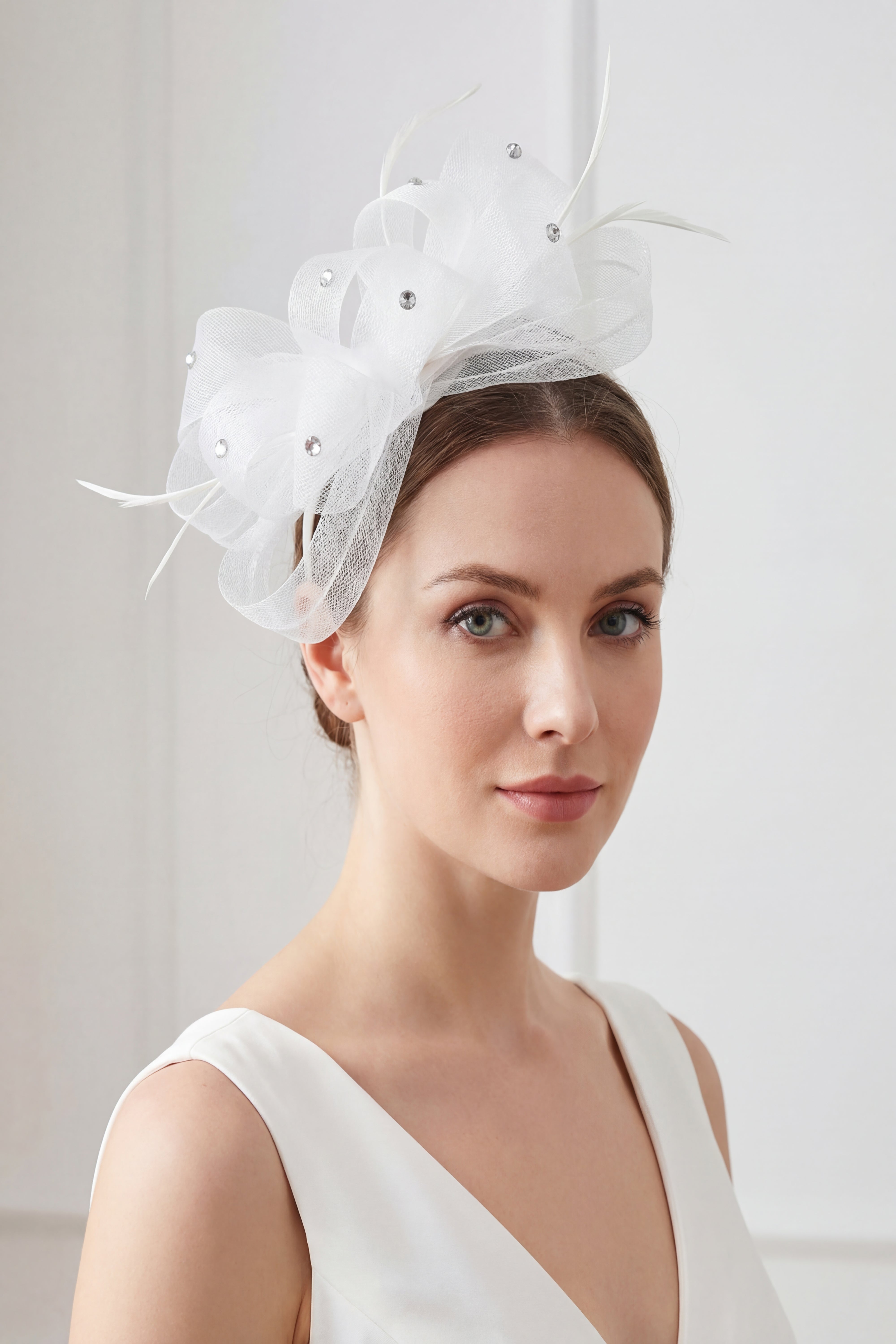 Embellished Diamond Mesh Bow Fascinator