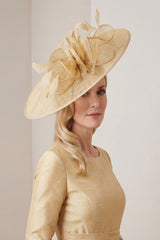 Mesh Disc Fascinator with Bow and Feather Detail
