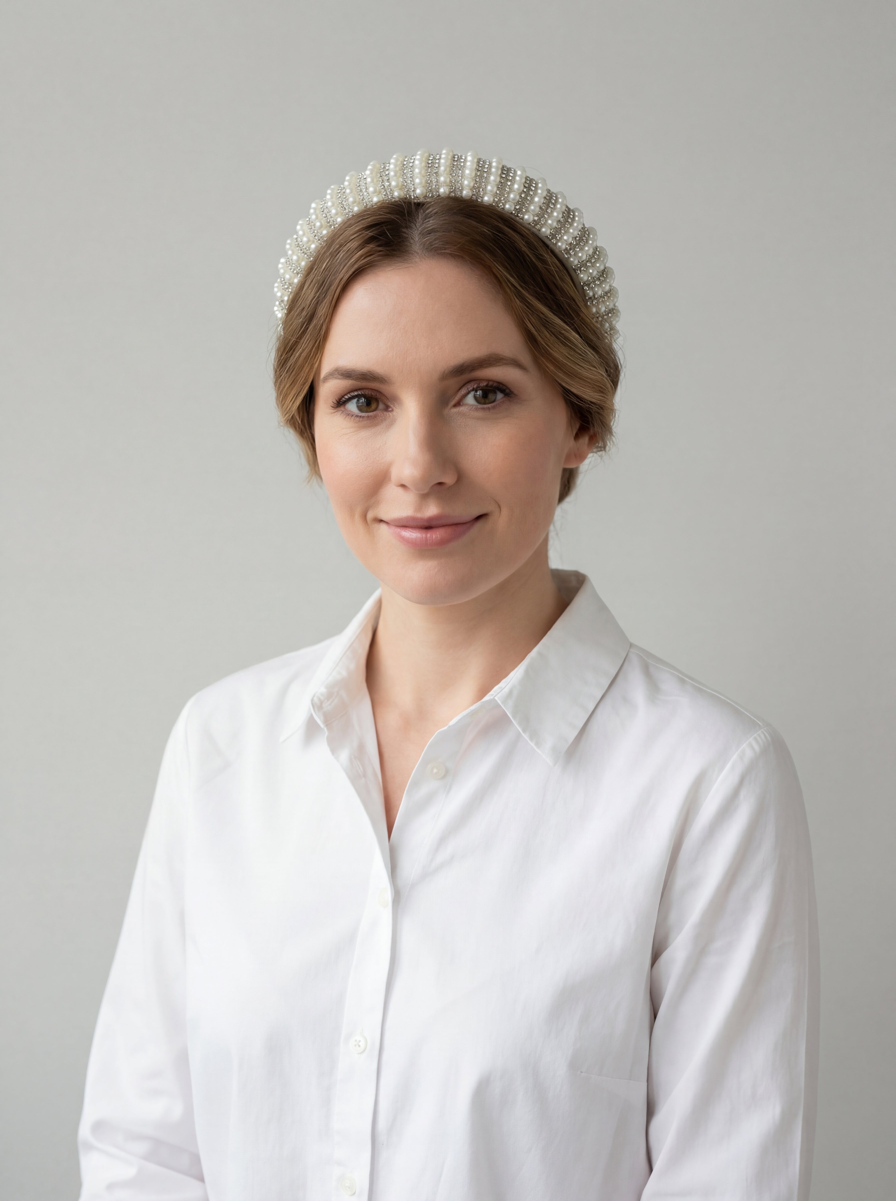 Striped Pearl and Crystal Embellished Headband