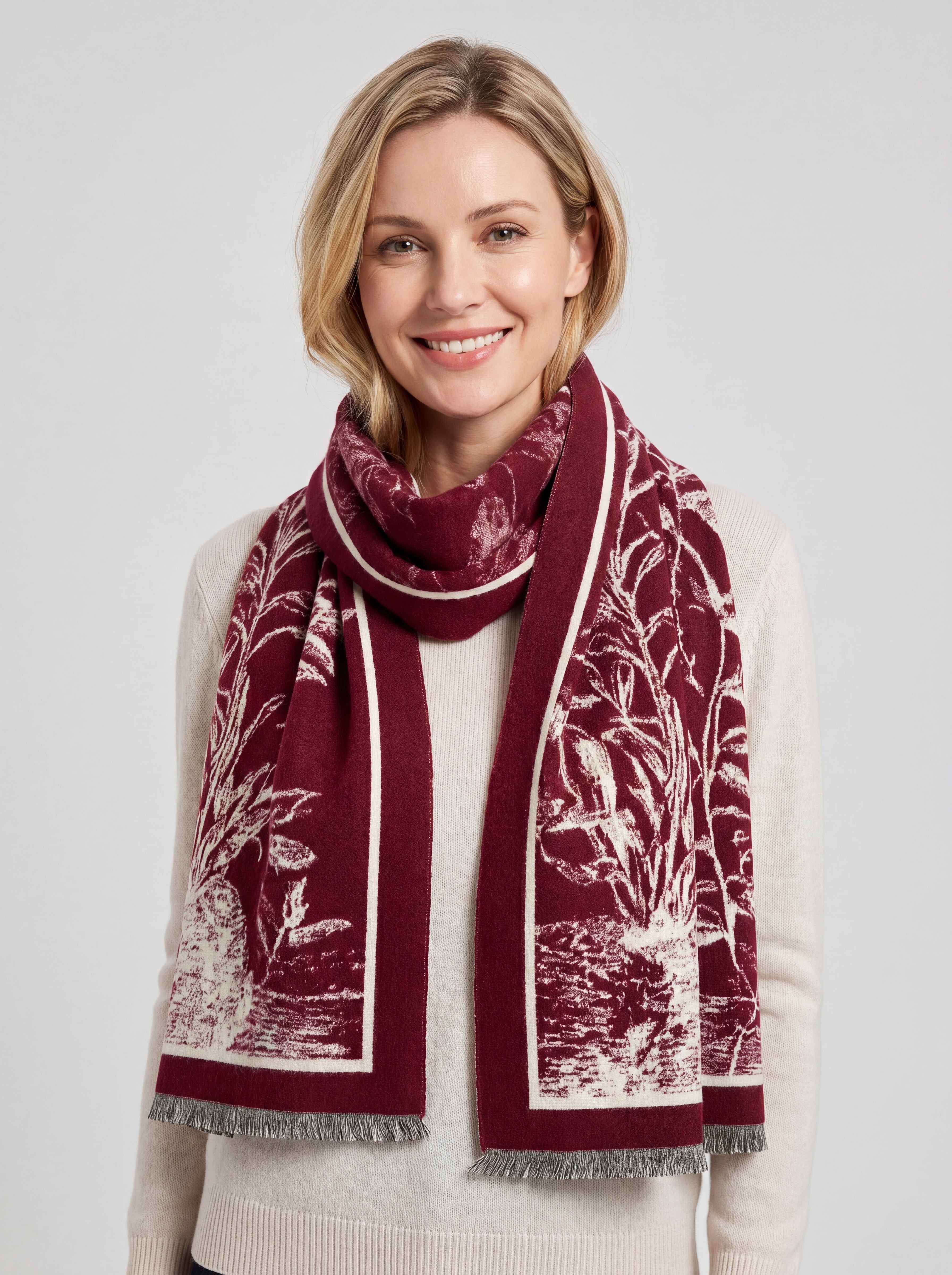 Elegant Botanical Border Shawl Wrap