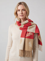 Bird Pattern Viscose Wool Blend Scarf
