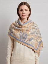 Assorted Leaves Printing Scarf with Tassels