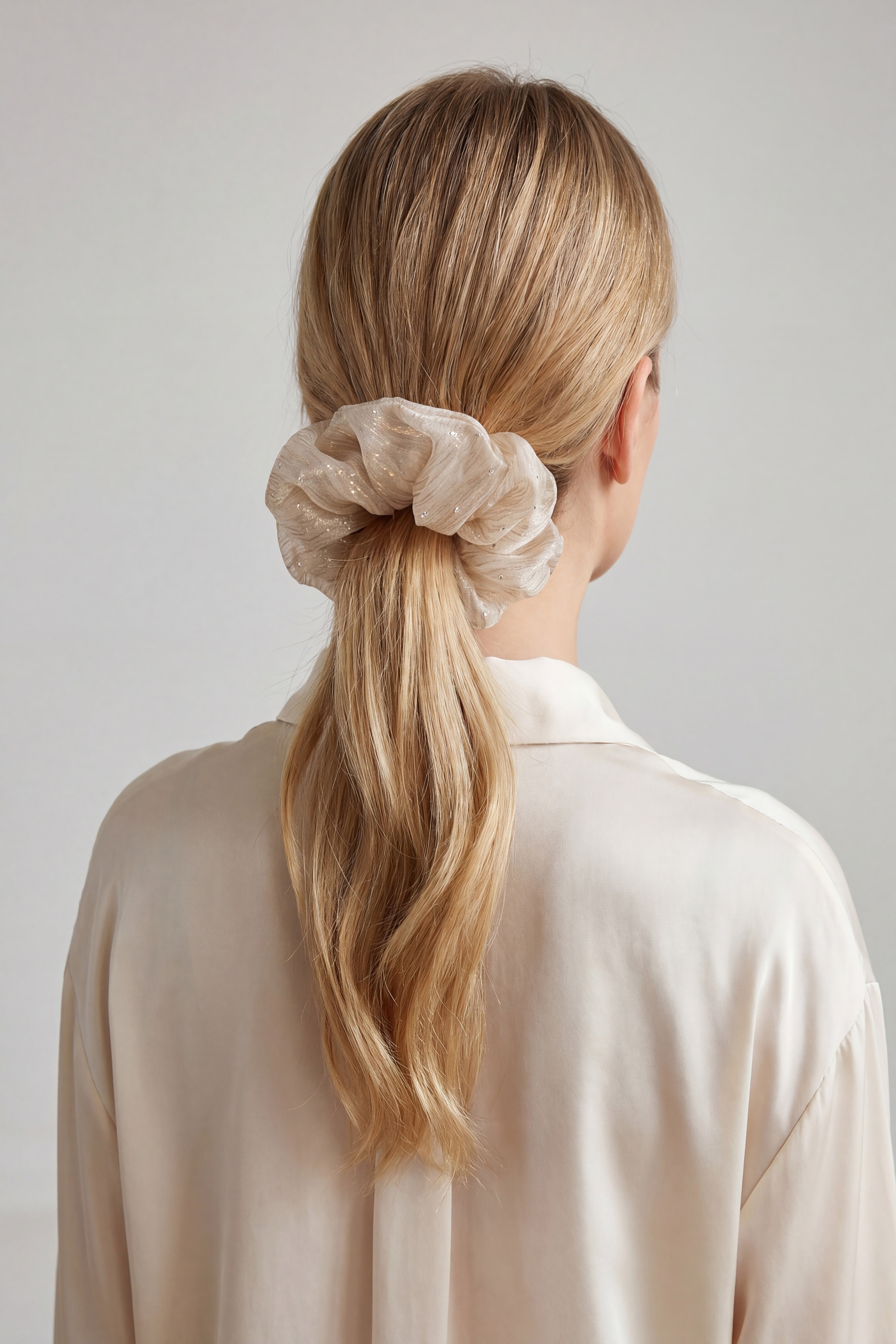 Women Oversized Glitter Diamond Organza Hair Scrunchie With Box