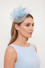 Curly Sinamay Fascinator with Feather Flower