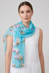 Floral Print Chiffon Scarf