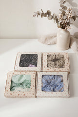 4Pics Vintage Gingham Lace Hair Scrunchie Oversized With Box