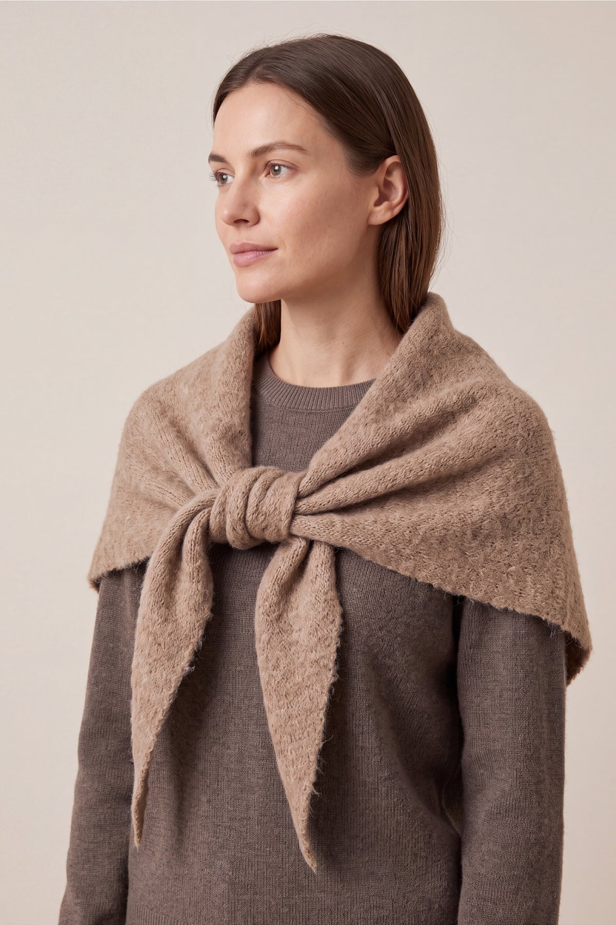 Soft Wool Blend Knitted Triangle Scarf Shawl