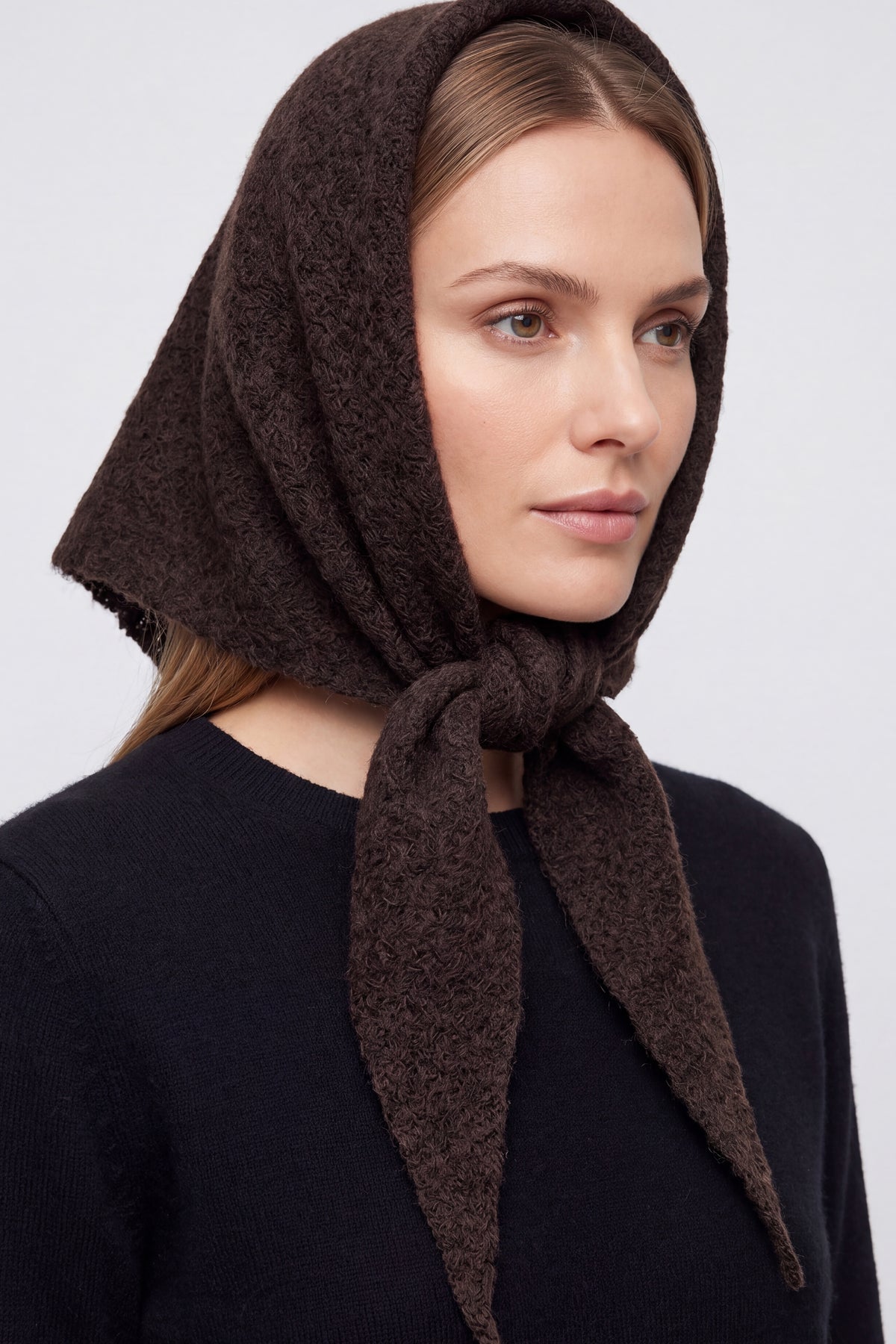 Soft Wool Blend Knitted Triangle Scarf Shawl
