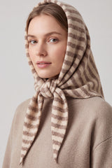 Striped Wool Blend Knitted Triangle Scarf Shawl