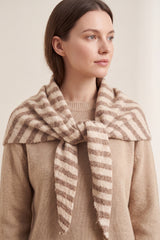 Striped Wool Blend Knitted Triangle Scarf Shawl