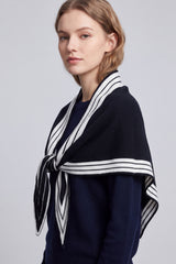 Women’s Striped Border Knitted Triangle Scarf