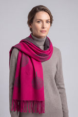 Reversible Tree Patterned Scarf with Fringe