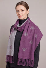 Reversible Bee Print Wool Mix Scarf