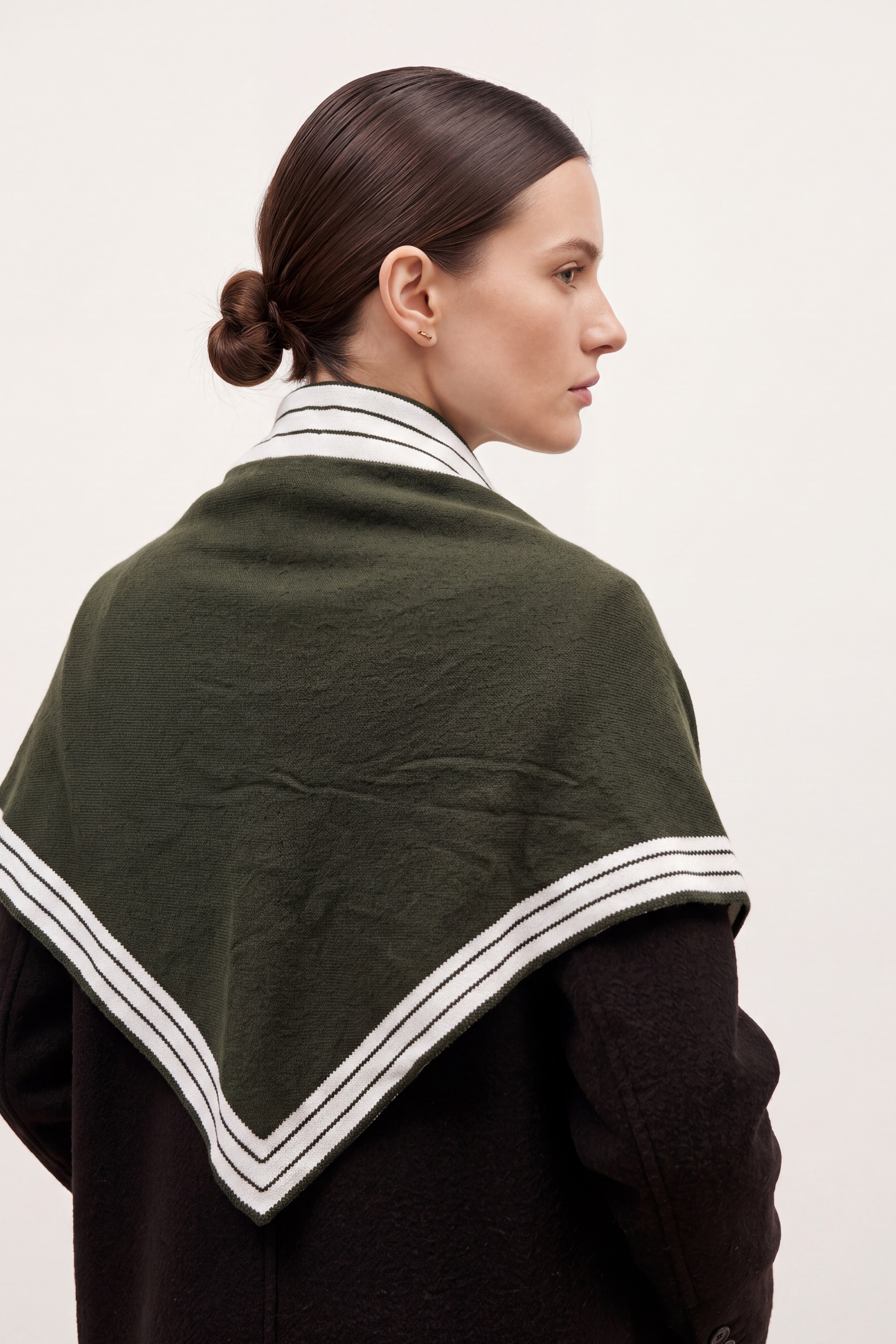 Women’s Striped Border Knitted Triangle Scarf