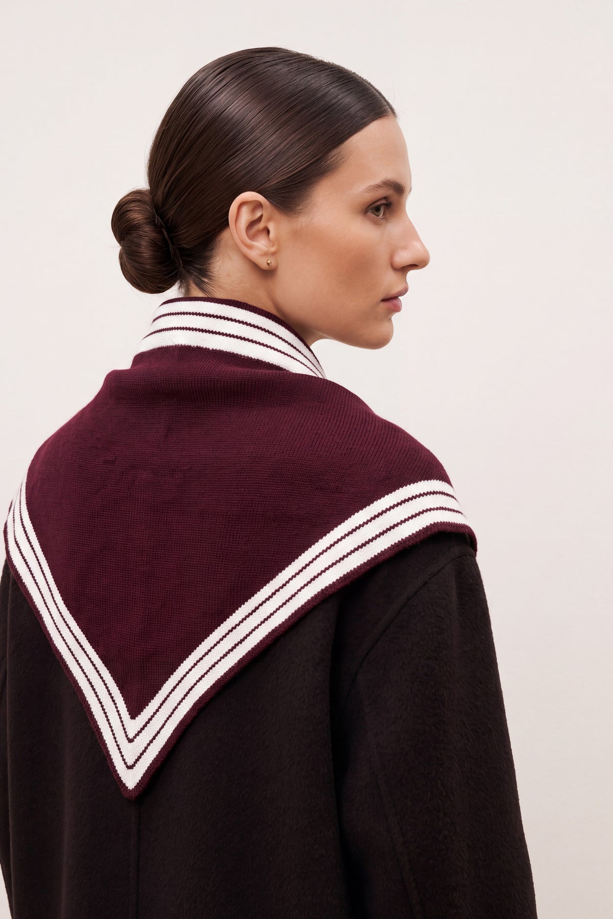 Women’s Striped Border Knitted Triangle Scarf