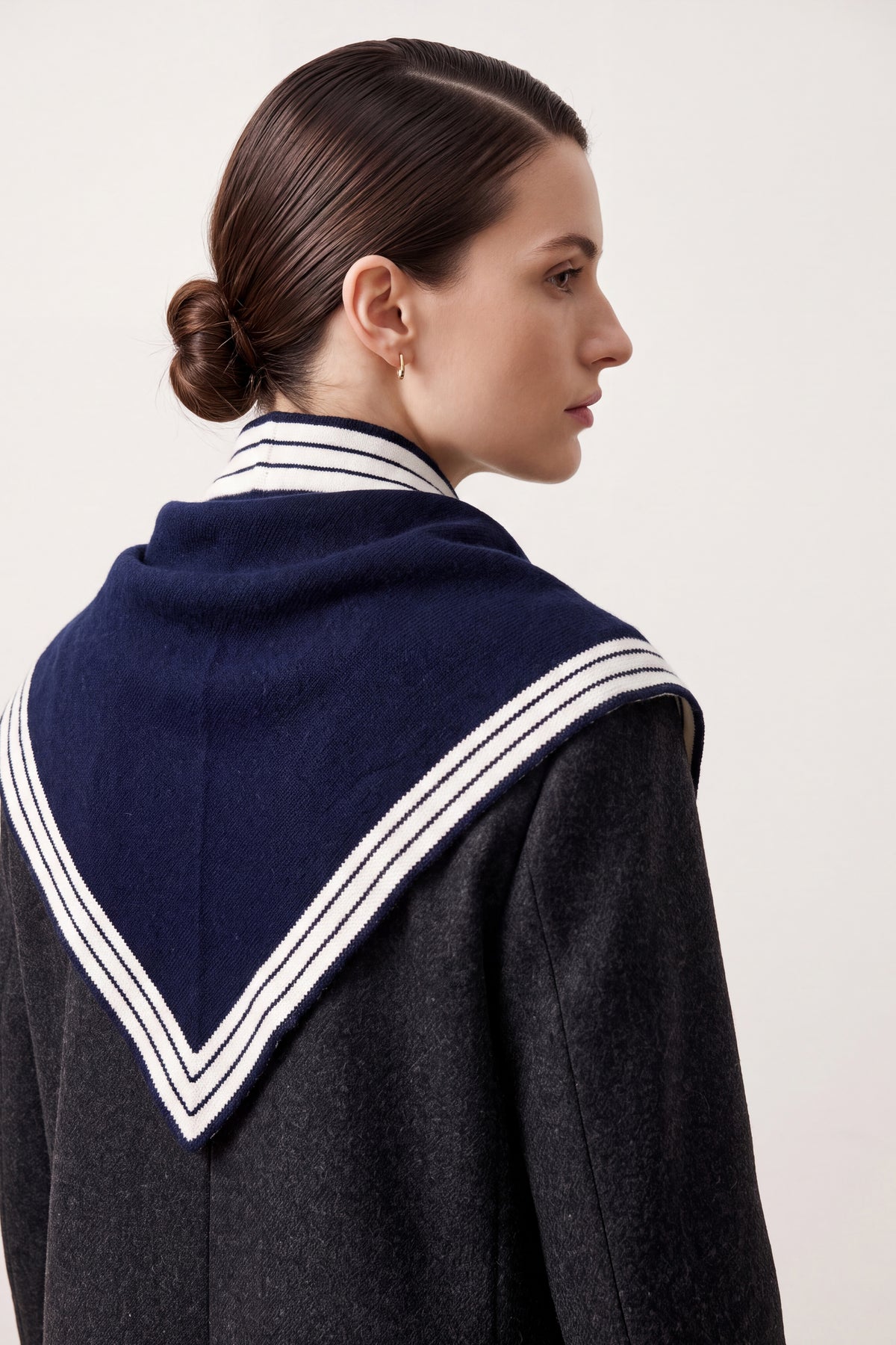 Women’s Striped Border Knitted Triangle Scarf