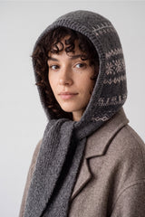 Nordic Pattern Knitted Balaclava Hood Scarf
