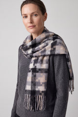 Wool-Blend Pixel Pattern Oversized Scarf