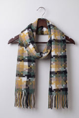 Wool-Blend Pixel Pattern Oversized Scarf
