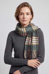 Soft Wool BlendClassic Check Pattern Scarf Fringed Ends