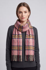 Soft Wool BlendClassic Check Pattern Scarf Fringed Ends
