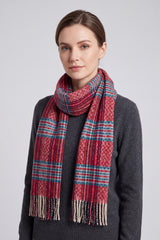 Soft Wool BlendClassic Check Pattern Scarf Fringed Ends