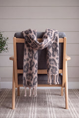 Leopard Pattern Soft Touch Scarf with Twisted Fringe