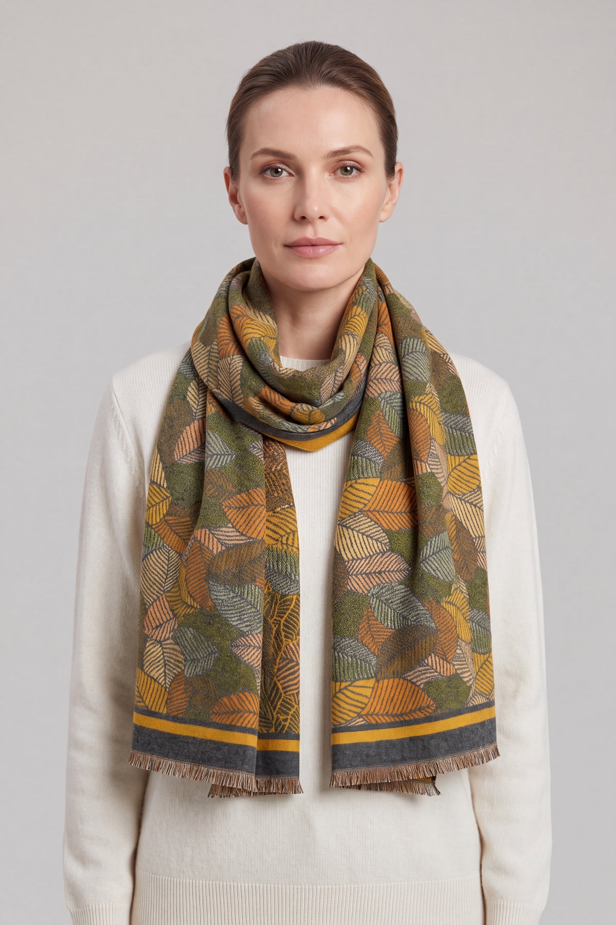 Reversible Leaves Pattern Scarf