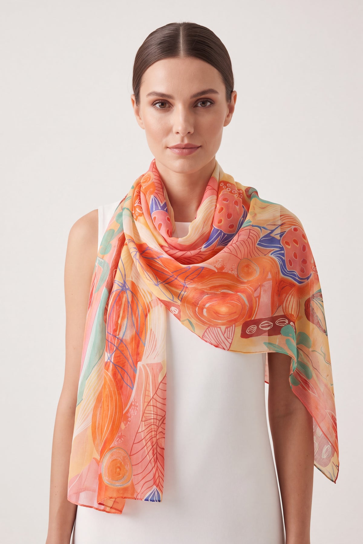 Abstract Art Print Lightweight Chiffon Scarf