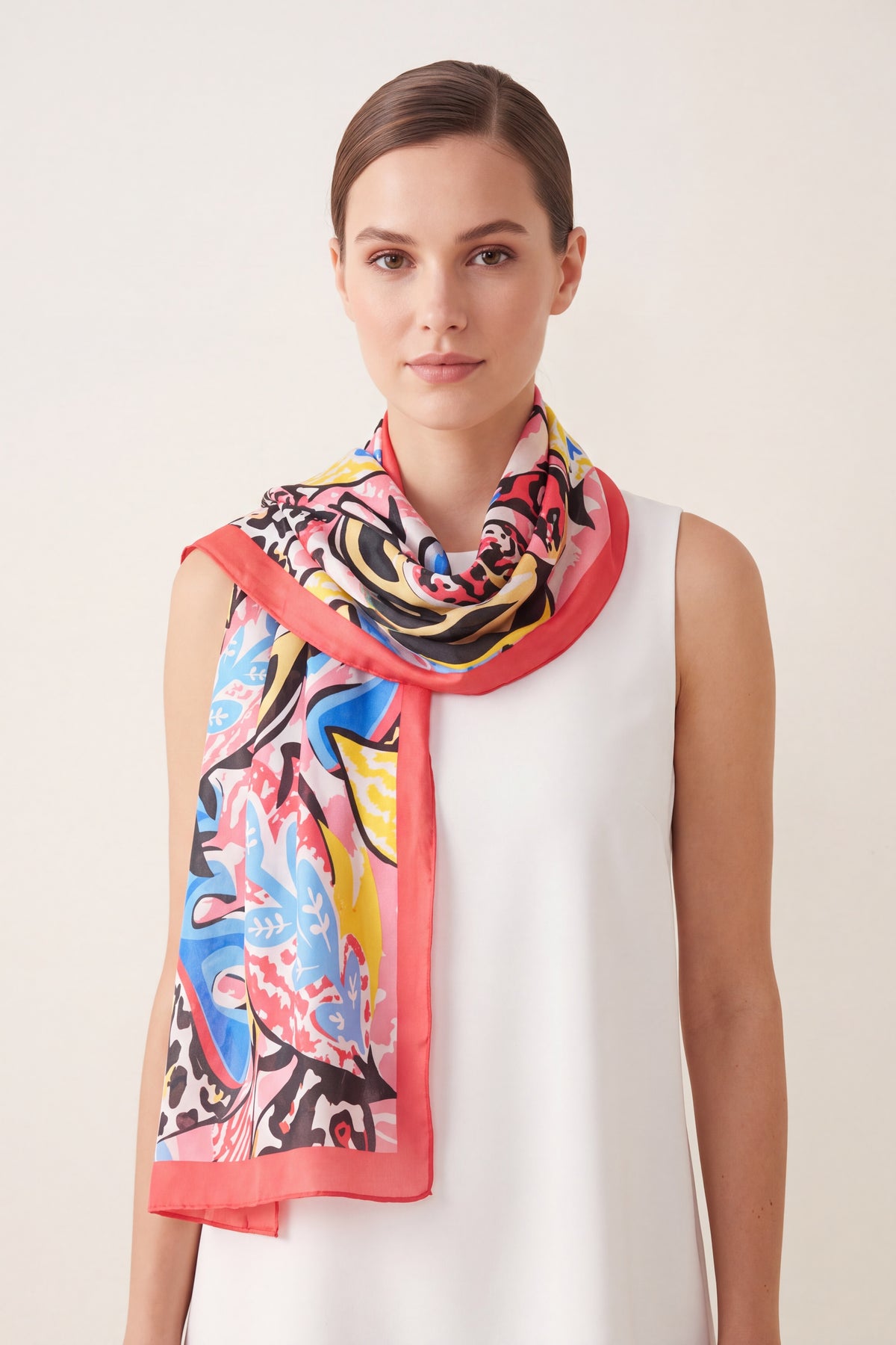 Colourful Abstract Art Print Lightweight Scarf