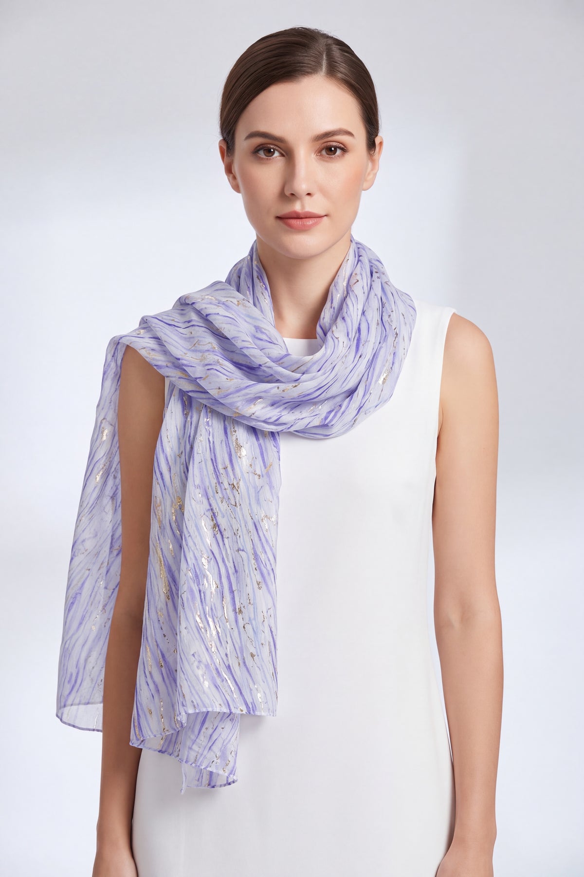 Abstract Foil Print Lightweight Summer Scarf