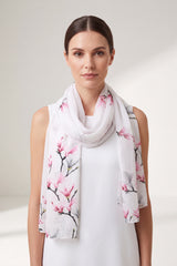 Floral Print Chiffon Scarf