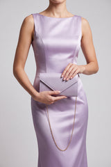 Textured Envelope Clutch Bag with Gold Chain Strap