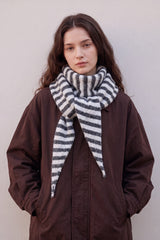 Striped Wool Blend Knitted Triangle Scarf Shawl
