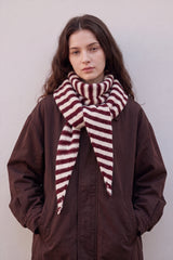 Striped Wool Blend Knitted Triangle Scarf Shawl