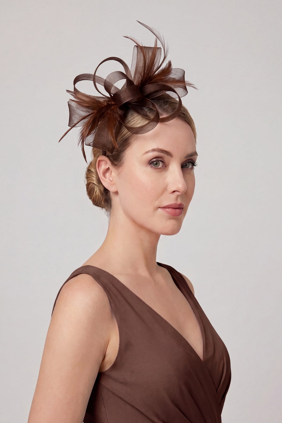 Ladies Loop Bow Feather Fascinator Headband Wedding & Race Day