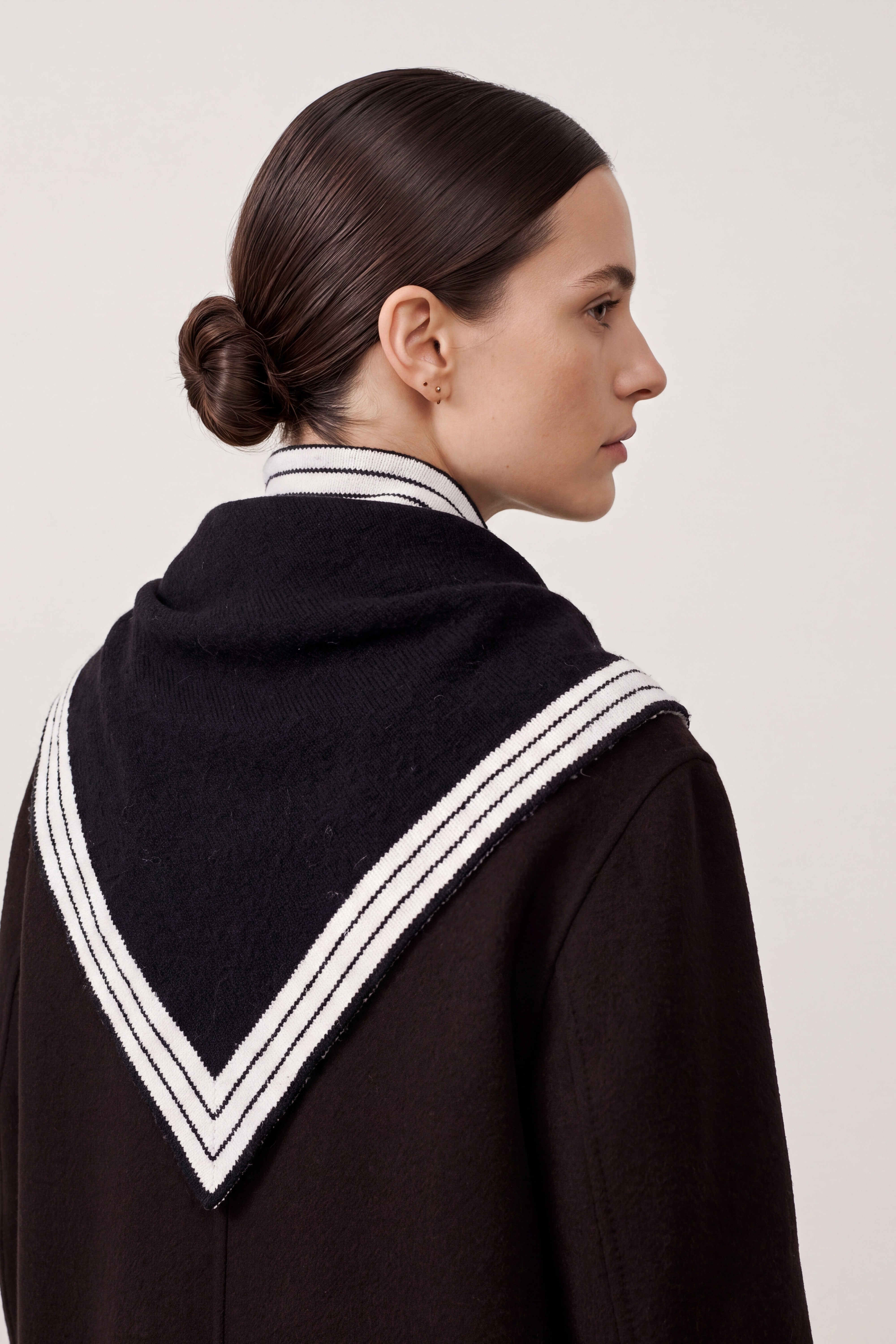 Women’s Striped Border Knitted Triangle Scarf