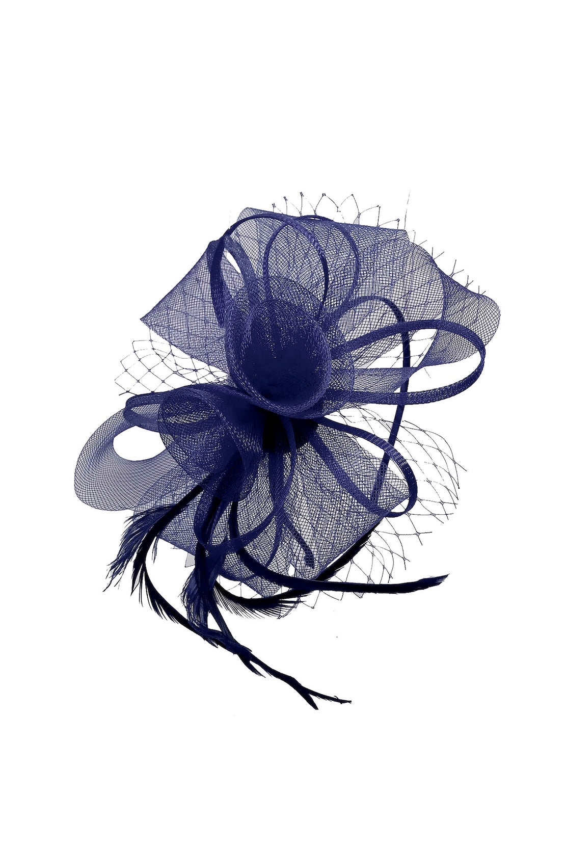 Double Flower Gauze Feather Fascinator Headband