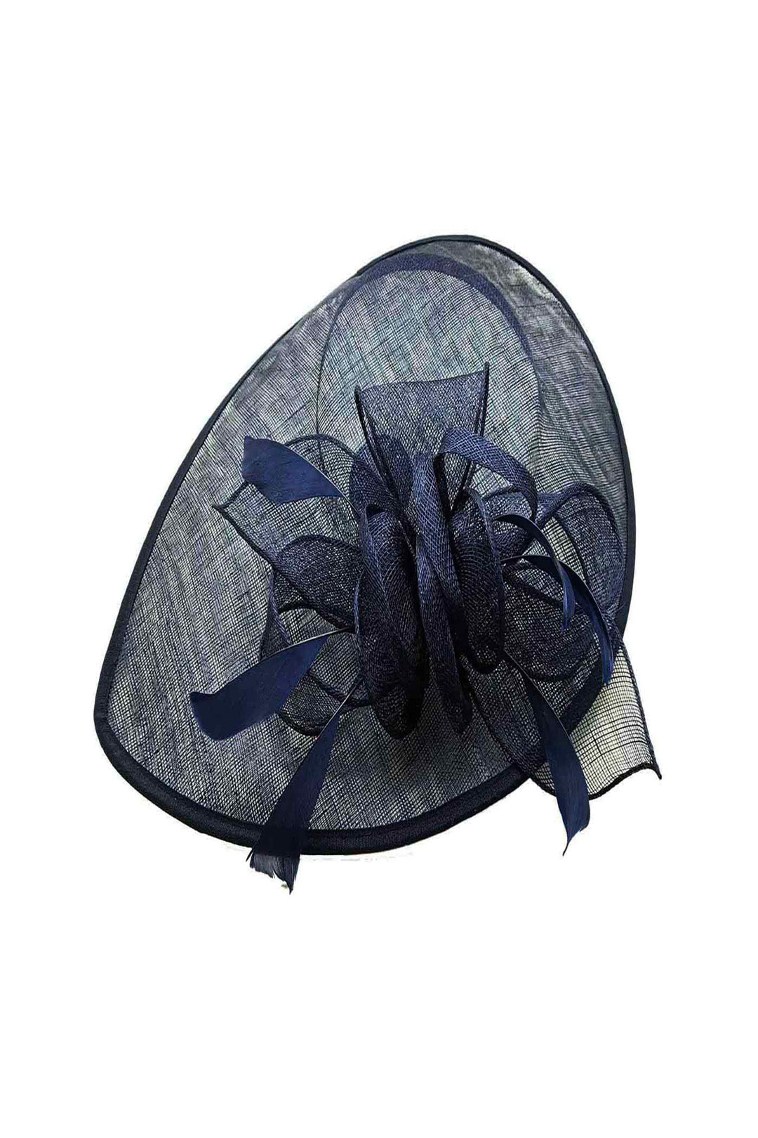 Mesh Disc Fascinator with Bow and Feather Detail