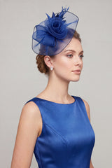 Curly Sinamay Fascinator with Feather Flower
