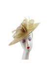 Mesh Disc Fascinator with Bow and Feather Detail Nude