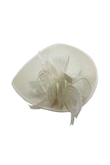 Mesh Disc Fascinator with Bow and Feather Detail